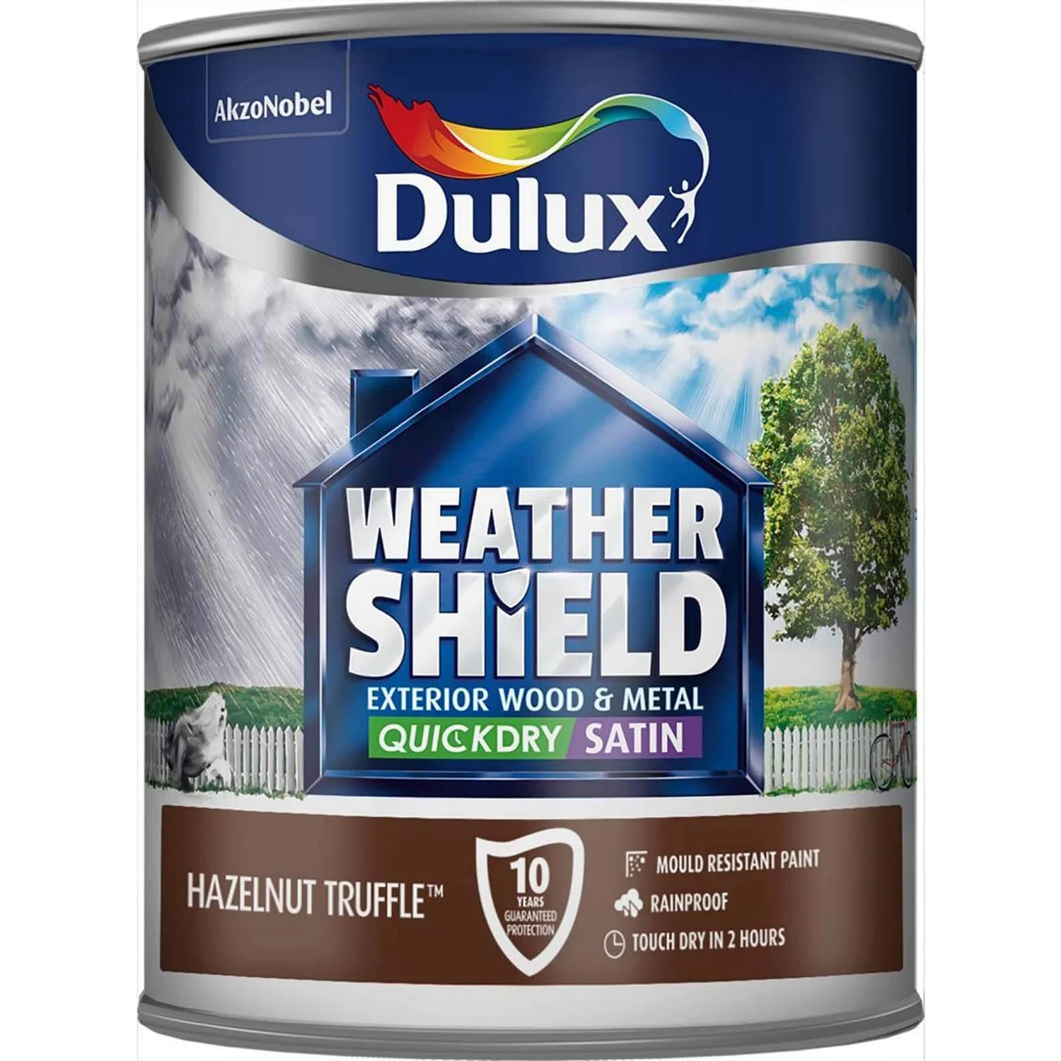 Dulux Weathershield Exterior Satin Paint Hazelnut Truffle - 750ml 2 Dulux Weathershield Exterior Satin Paint Hazelnut Truffle - 750ml - Image 2