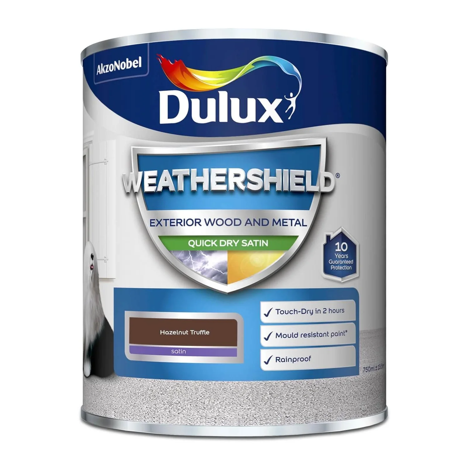 Dulux Weathershield Exterior Satin Paint Hazelnut Truffle - 750ml 4 Dulux Weathershield Exterior Satin Paint Hazelnut Truffle - 750ml - Image 4
