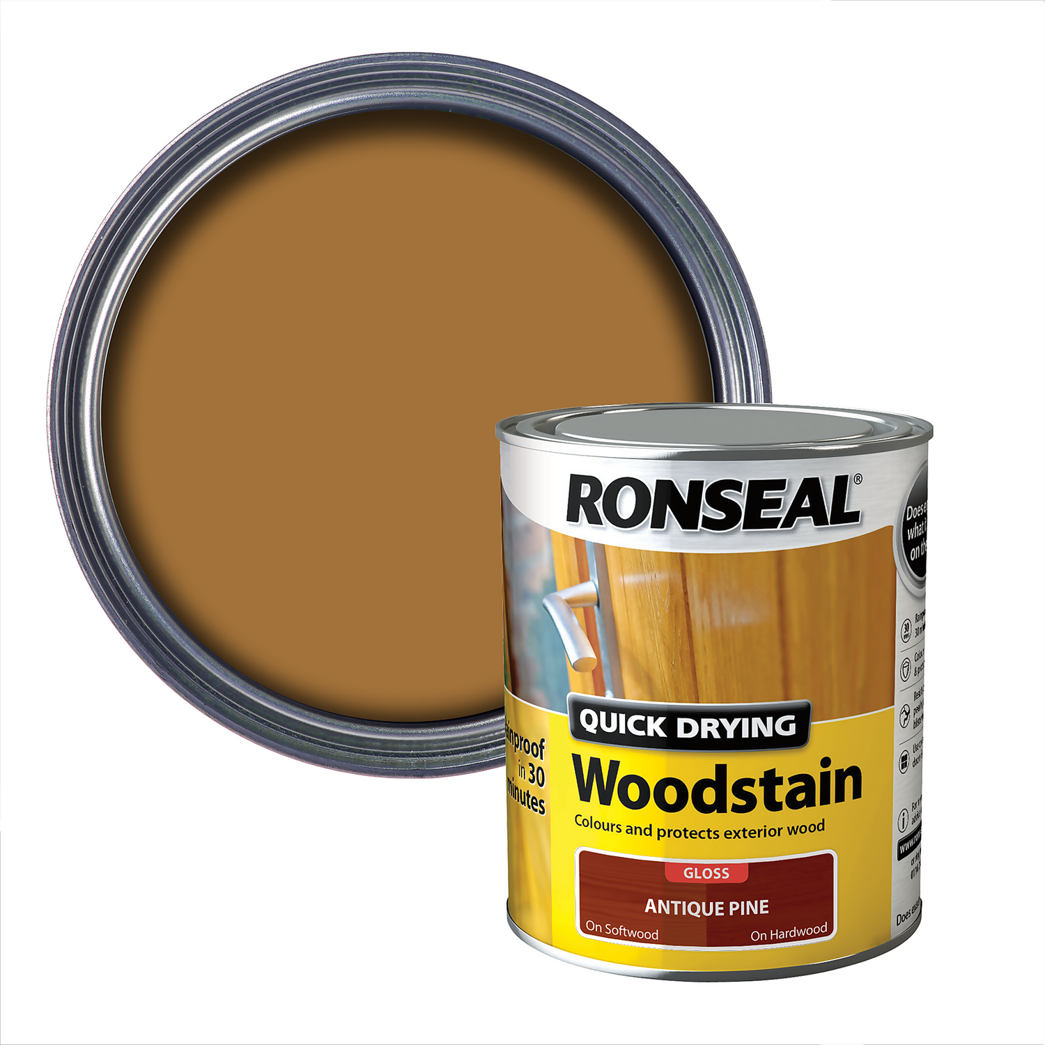 Ronseal Quick Drying Woodstain Antique Pine Satin - 750ml 1 Ronseal Quick Drying Woodstain Antique Pine Satin - 750ml