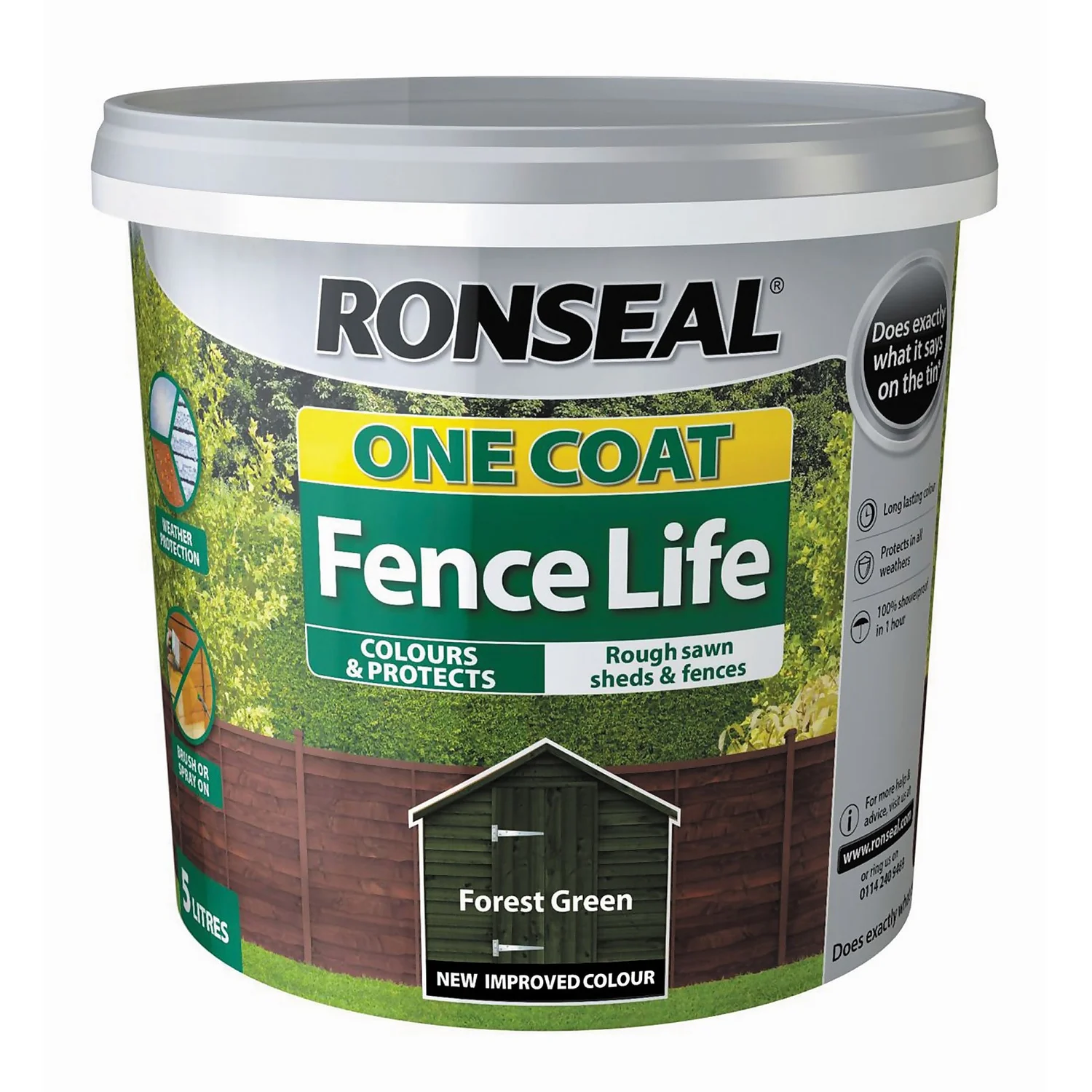 Ronseal One Coat Fence Life Paint Forest Green - 5L 4 Ronseal One Coat Fence Life Paint Forest Green - 5L - Image 4