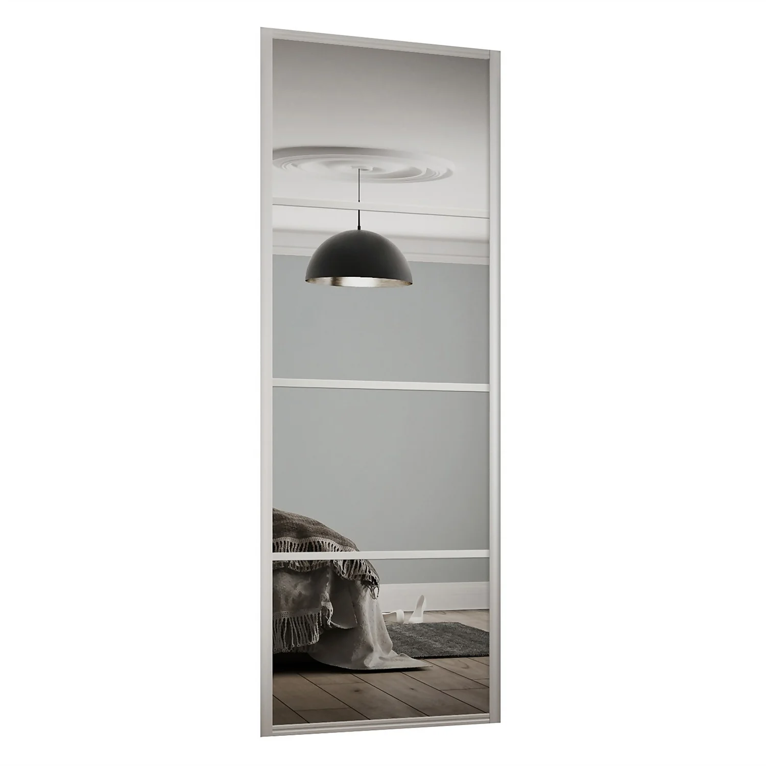 Ellipse Sliding Wardrobe Door 4 Panel Mirror With Aluminium Frame (W)610mm 1 Ellipse Sliding Wardrobe Door 4 Panel Mirror With Aluminium Frame (W)610mm