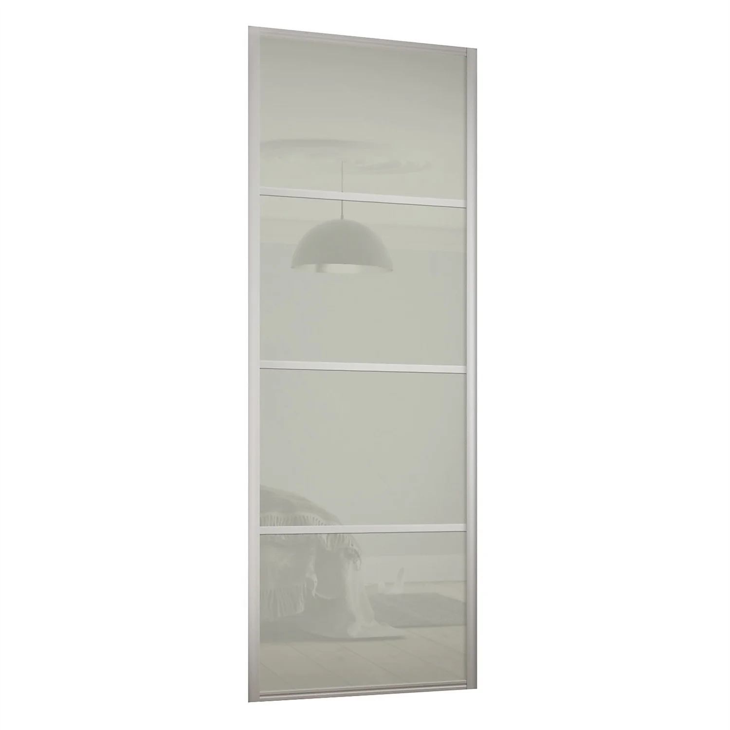 Ellipse Sliding Wardrobe Door 4 Panel Arctic White Glass With Aluminium Frame (W)914mm 1 Ellipse Sliding Wardrobe Door 4 Panel Arctic White Glass With Aluminium Frame (W)914mm