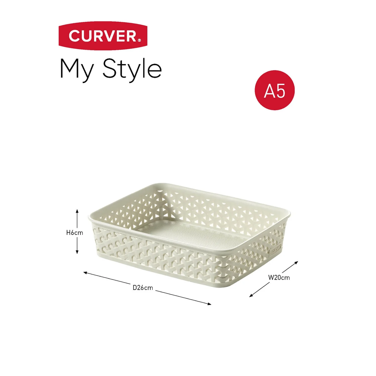 Curver My Style A5 Rectangular Plastic Storage Organiser - Vintage White 6 Curver My Style A5 Rectangular Plastic Storage Organiser - Vintage White - Image 6
