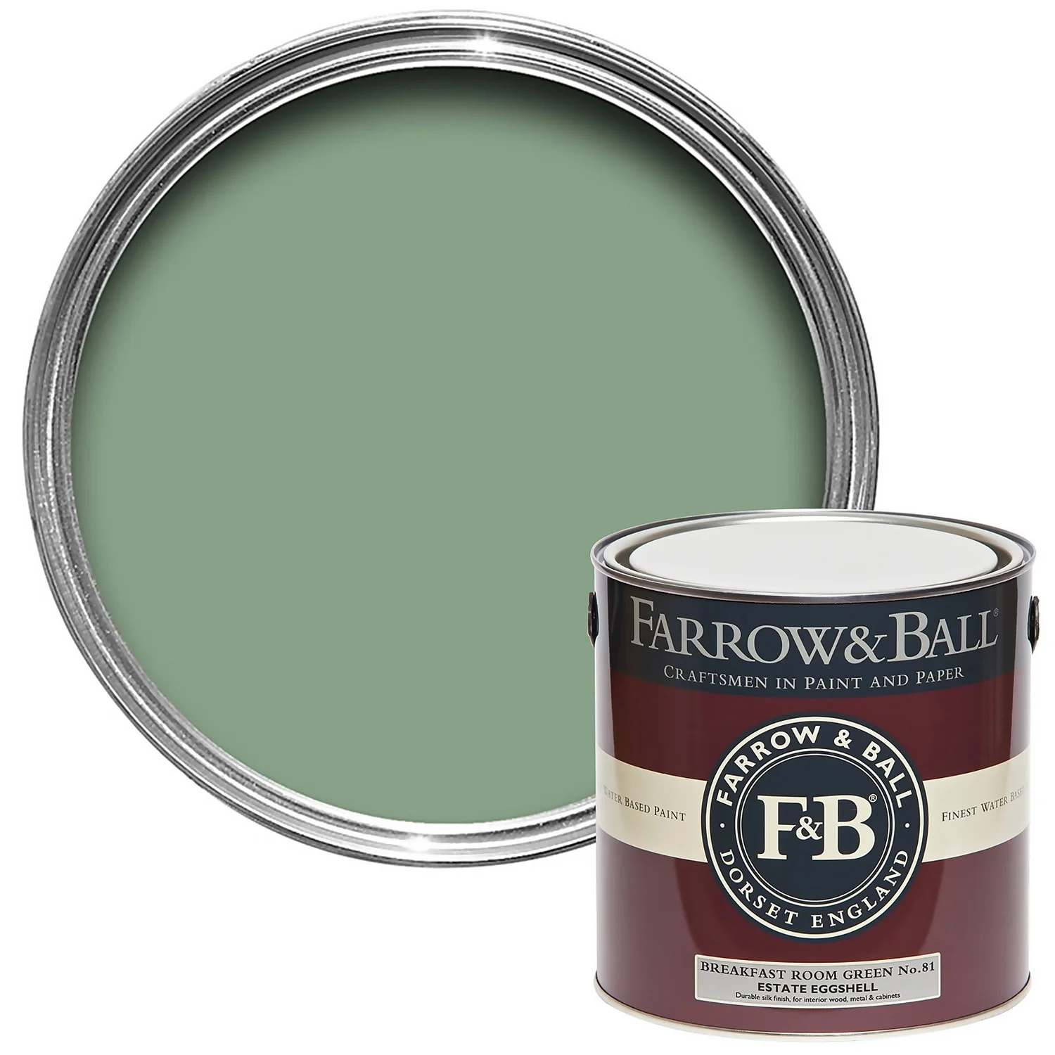 Farrow & Ball Estate Eggshell Paint Breakfast Room Green - 2.5L 1 Farrow & Ball Estate Eggshell Paint Breakfast Room Green - 2.5L