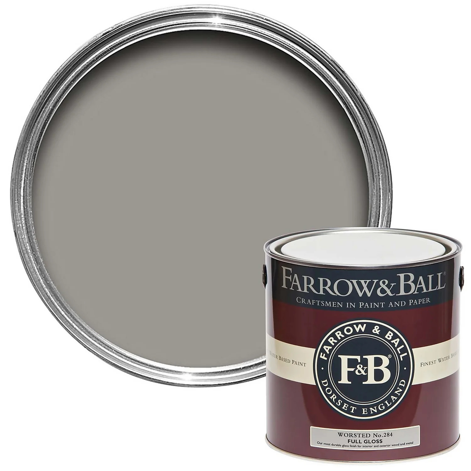 Farrow & Ball Full Gloss Paint Worsted - 2.5L 1 Farrow & Ball Full Gloss Paint Worsted - 2.5L