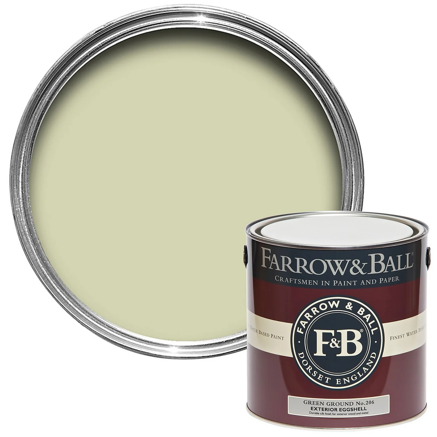 Farrow & Ball Exterior Eggshell Paint Green Ground - 2.5L 1 Farrow & Ball Exterior Eggshell Paint Green Ground - 2.5L