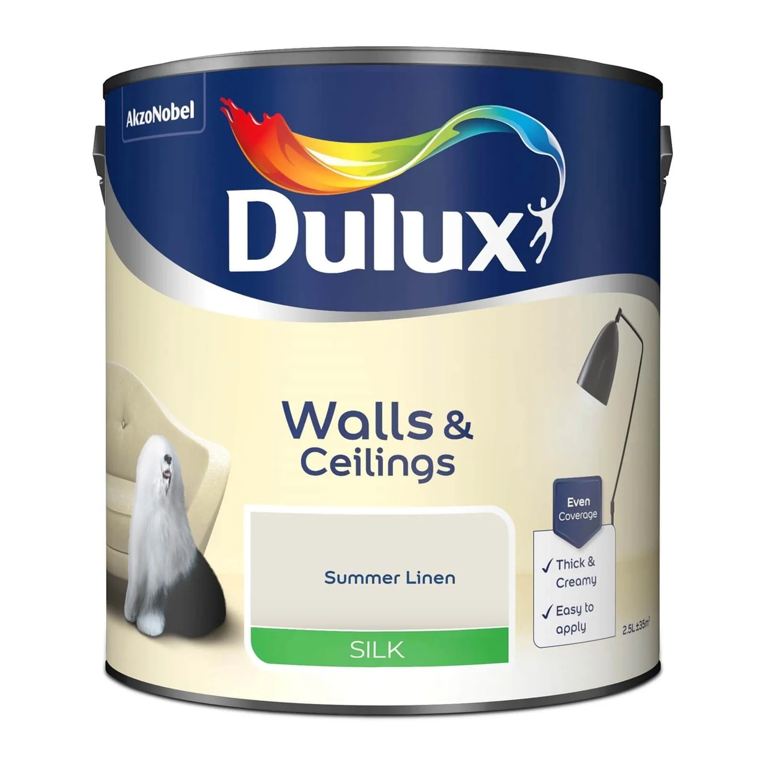 Dulux Silk Emulsion Paint Summer Linen - 2.5L 4 Dulux Silk Emulsion Paint Summer Linen - 2.5L - Image 4