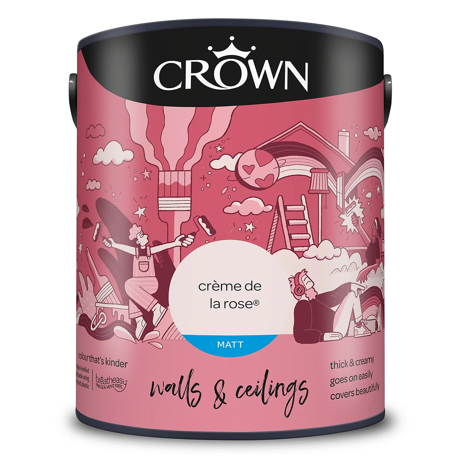 Crown Breatheasy Matt Standard Emulsion Paint Creme De La Rose - 5L 9 Crown Breatheasy Matt Standard Emulsion Paint Creme De La Rose - 5L - Image 9