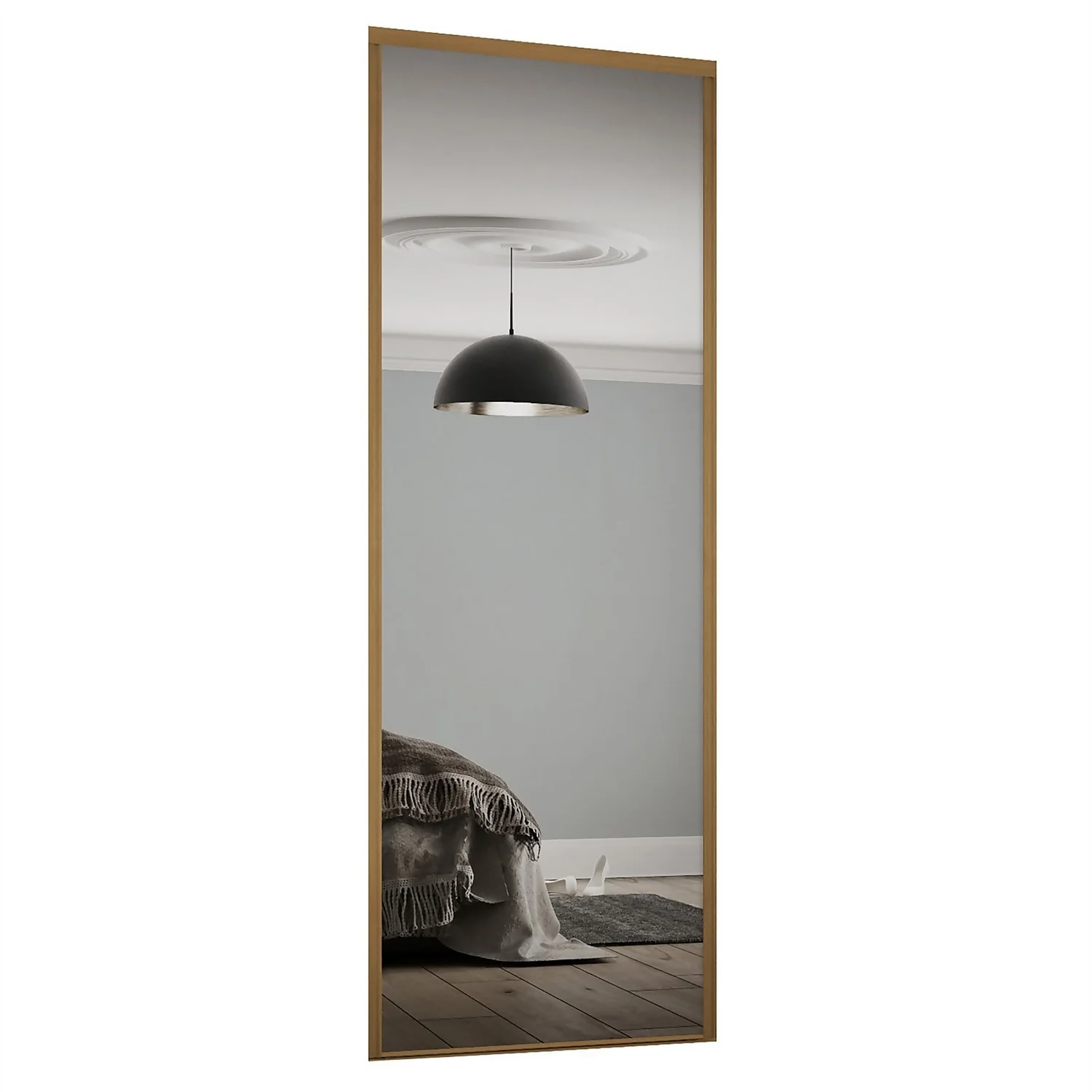 Classic Sliding Wardrobe Door Mirror With Oak Frame (W)762mm 1 Classic Sliding Wardrobe Door Mirror With Oak Frame (W)762mm
