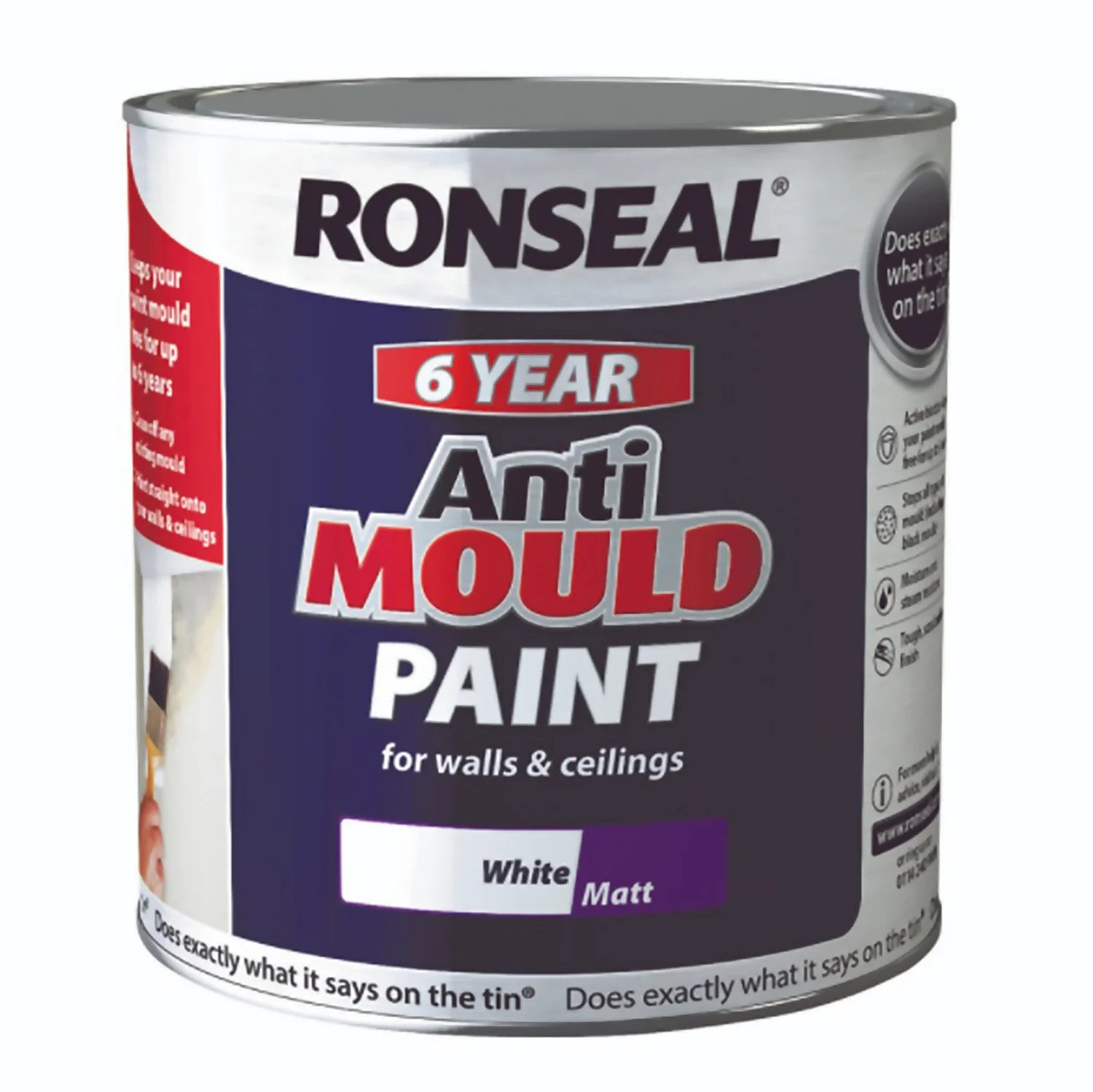 Ronseal Anti Mould Paint - 2.5L White Matt 1 Ronseal Anti Mould Paint - 2.5L White Matt