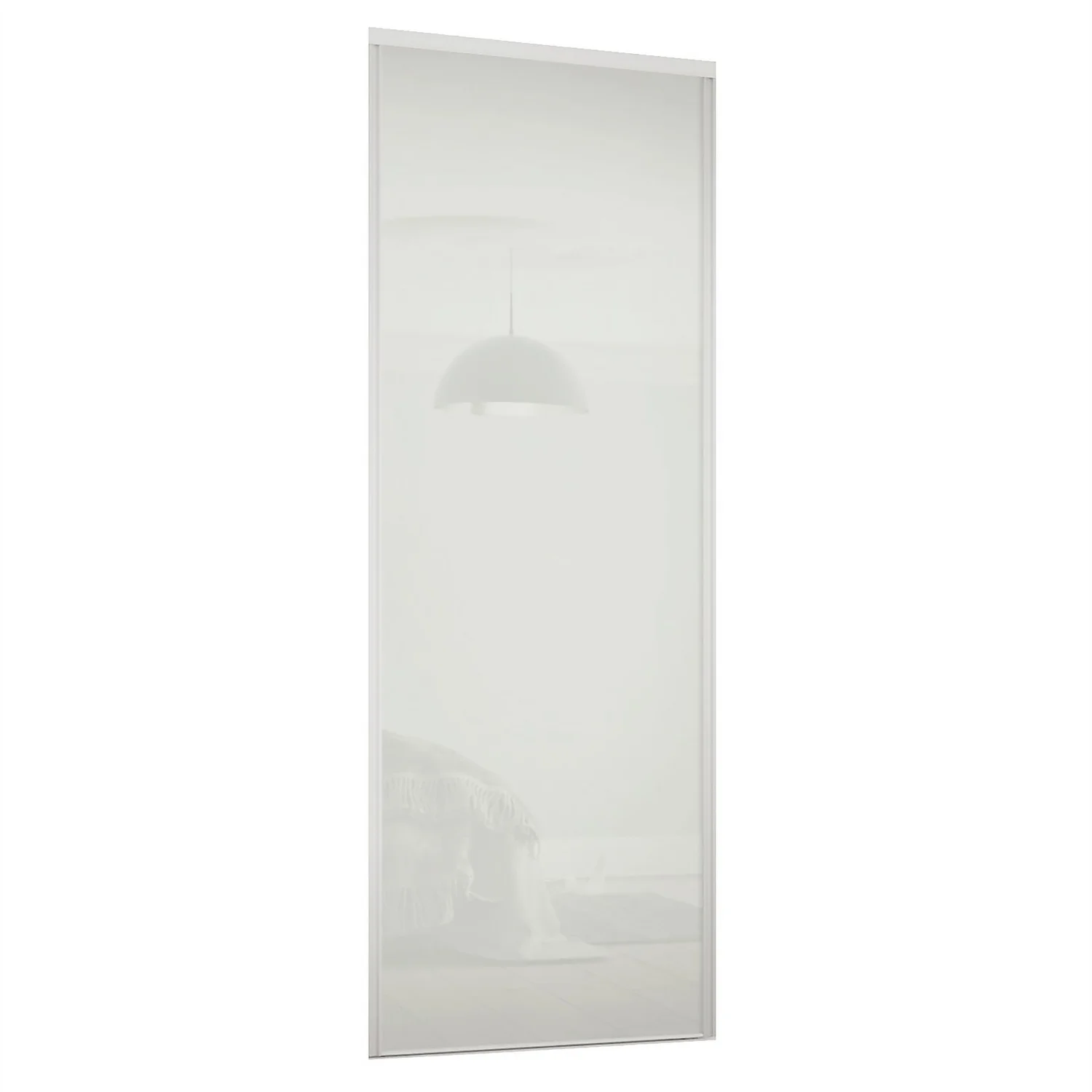 Classic Sliding Wardrobe Door Arctic White Glass With Silver Frame (W)762mm 1 Classic Sliding Wardrobe Door Arctic White Glass With Silver Frame (W)762mm