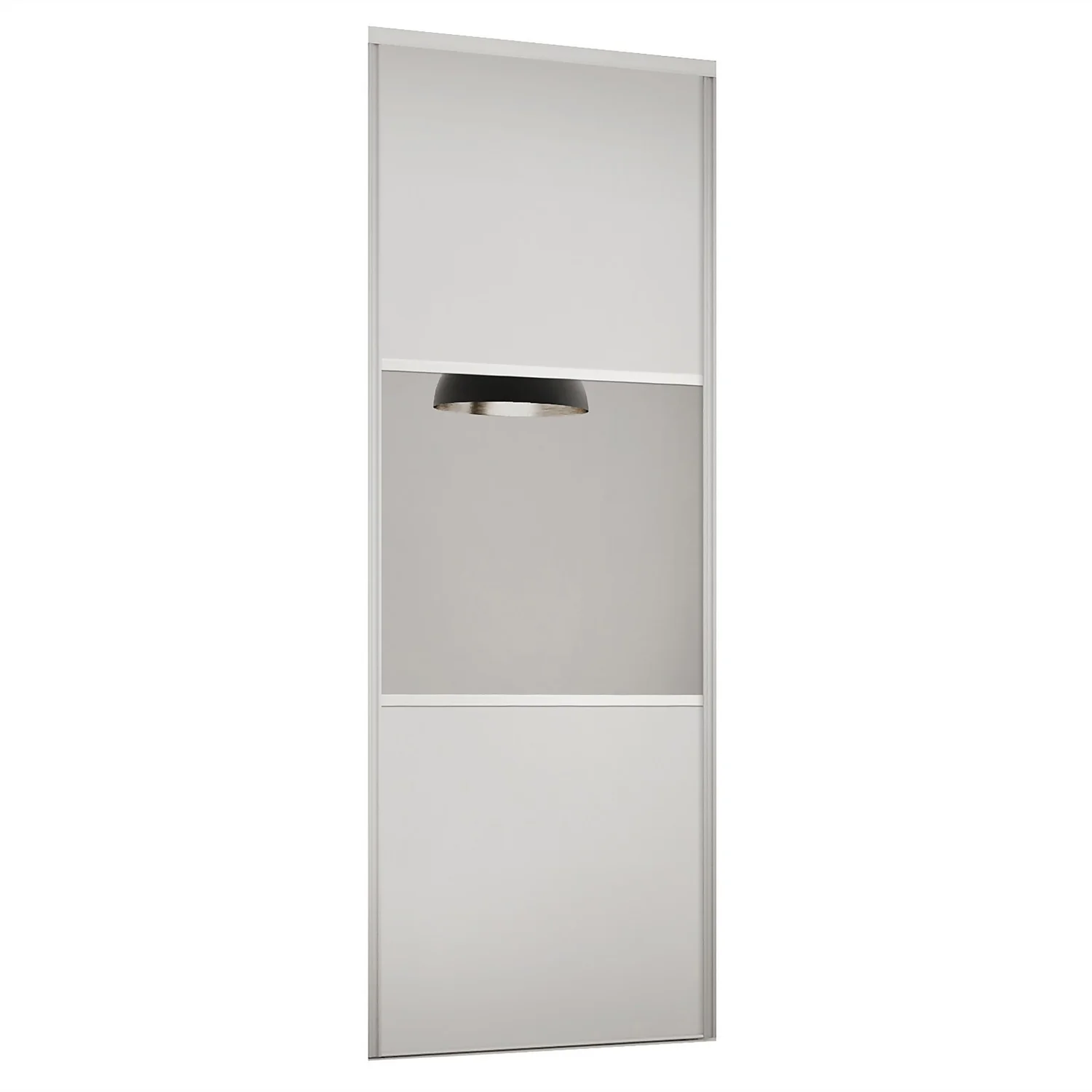 Linear Sliding Wardrobe Door 3 Panel White / Mirror With White Frame (W)914mm 1 Linear Sliding Wardrobe Door 3 Panel White / Mirror With White Frame (W)914mm