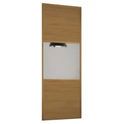 Linear Sliding Wardrobe Door 3 Panel Oak / Mirror With Oak Frame (W)914mm