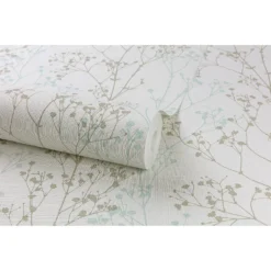 Grandeco Scandi Sprig Wallpaper - Grey & Teal -Cheap Deco Casa Store 12812865 9504873387007034