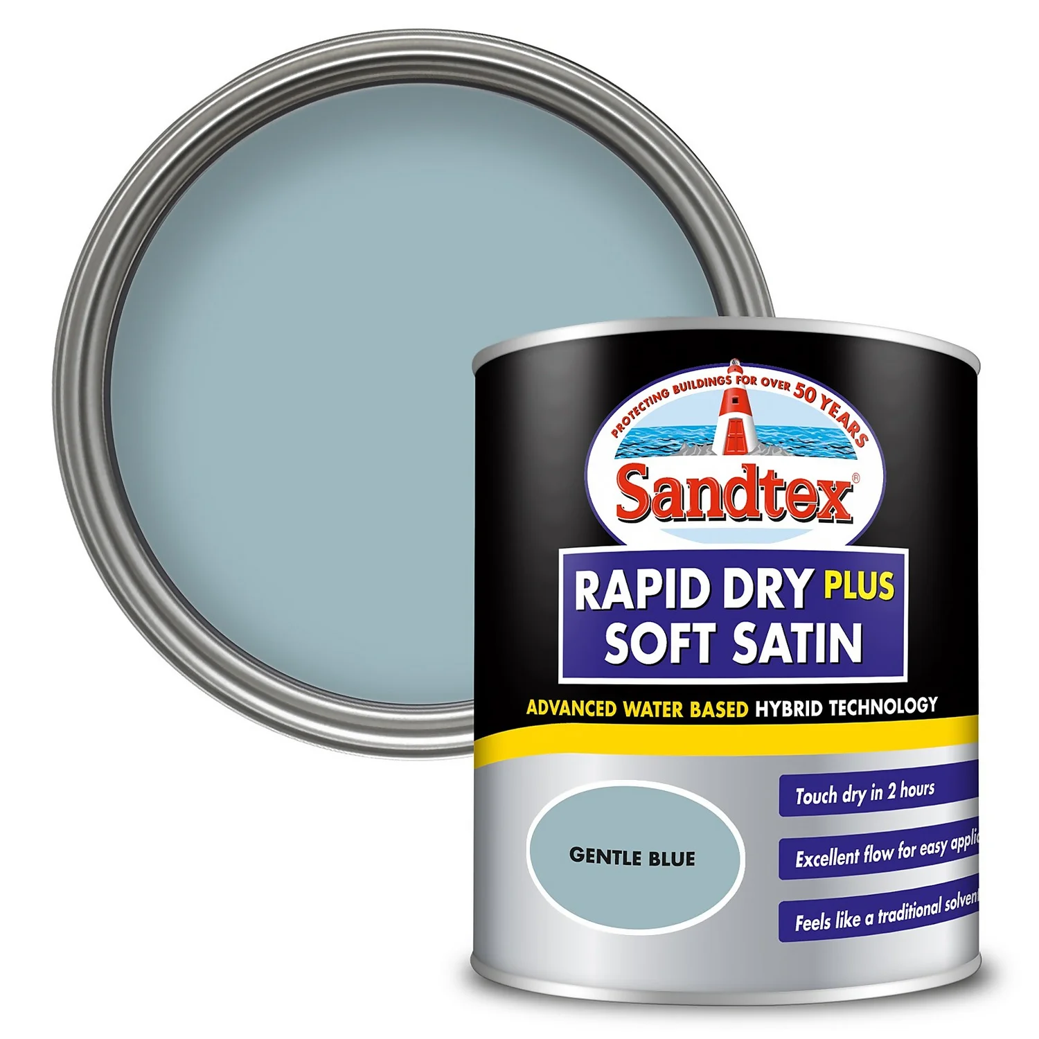 Sandtex® Rapid Dry Satin Paint Gentle Blue - 750ml 1 Sandtex® Rapid Dry Satin Paint Gentle Blue - 750ml