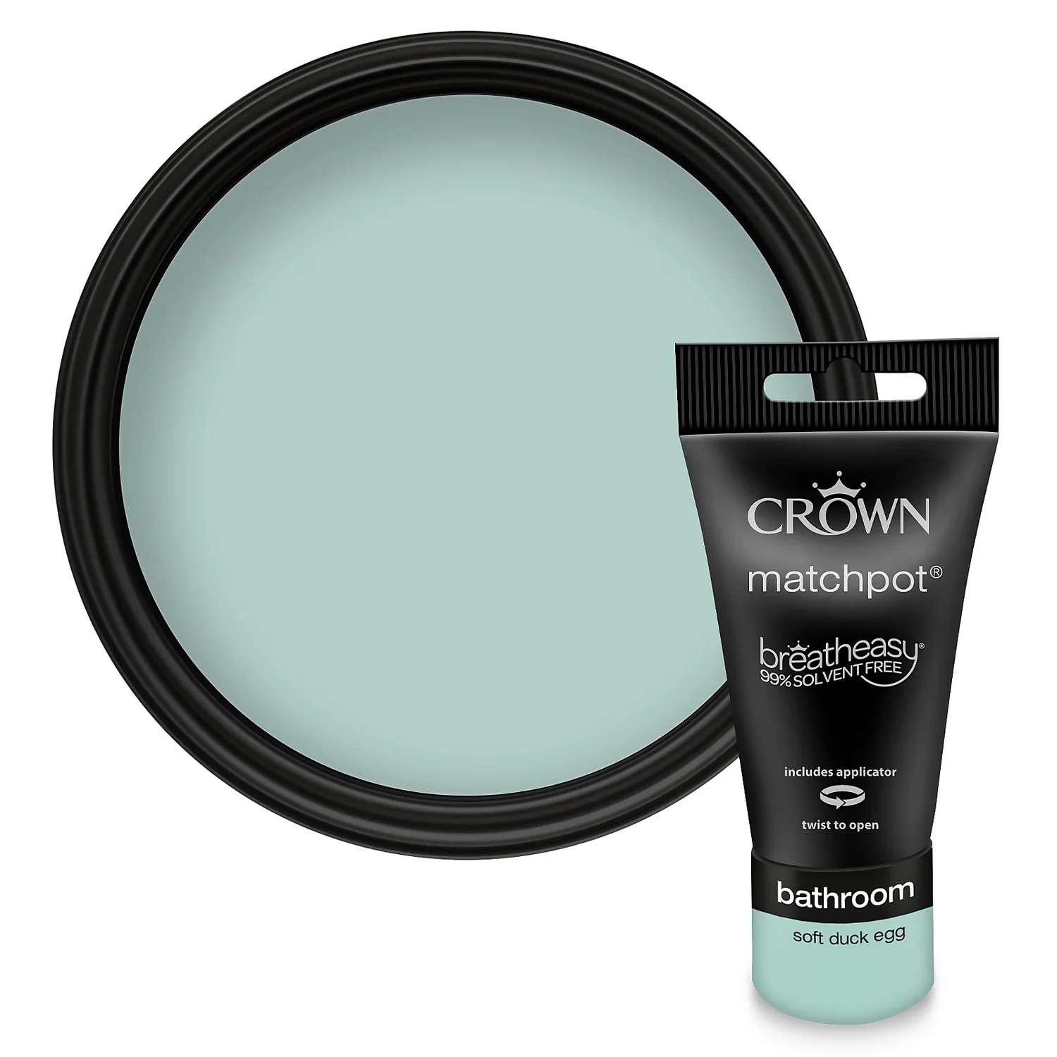 Crown Breatheasy Bathroom Mid Sheen Paint Soft Duck Egg - Tester 40ml 1 Crown Breatheasy Bathroom Mid Sheen Paint Soft Duck Egg - Tester 40ml
