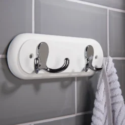 None White Hook Rail - Polished Chrome - 2 Hooks -Cheap Deco Casa Store 12815090 1434846183241085