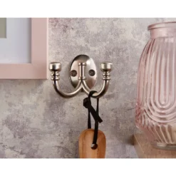 Ball End Double Robe Hook - Satin Nickel -Cheap Deco Casa Store 12817499 2584995165387276
