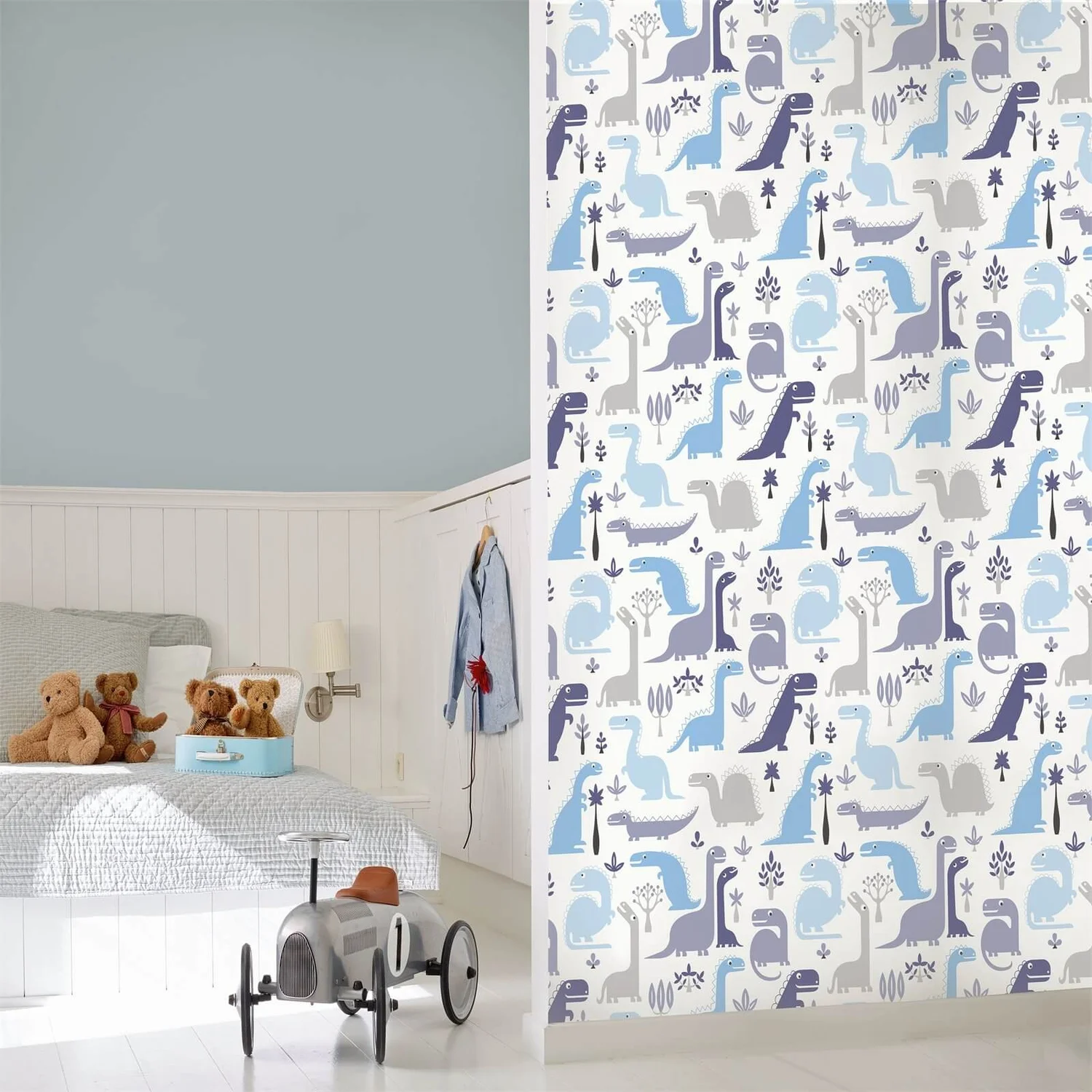 Grandeco Dinosaurs Blue Paste The Wall Wallpaper 2 Grandeco Dinosaurs Blue Paste The Wall Wallpaper - Image 2