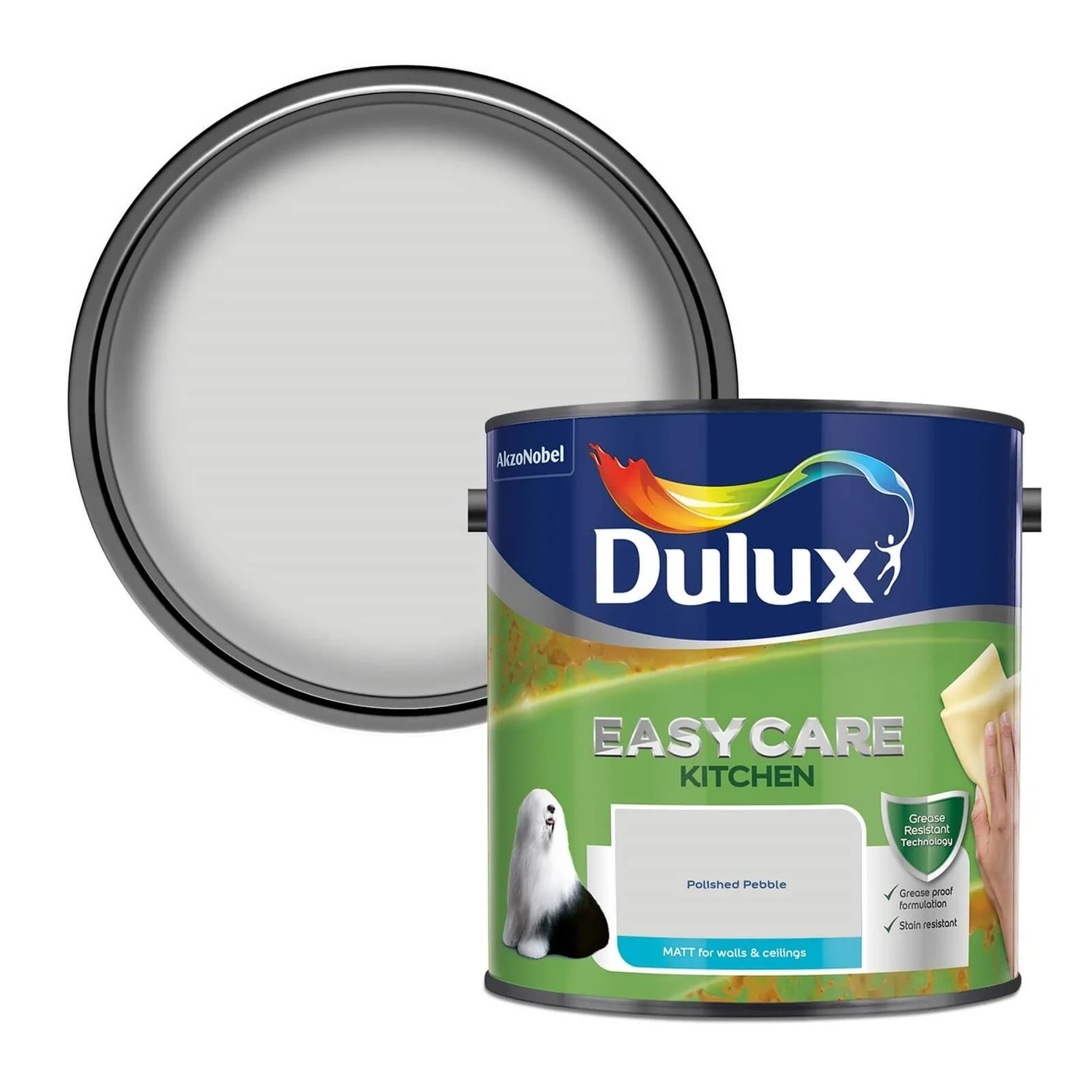 Dulux Easycare Kitchen Polished Pebble Matt Paint - 2.5L 1 Dulux Easycare Kitchen Polished Pebble Matt Paint - 2.5L
