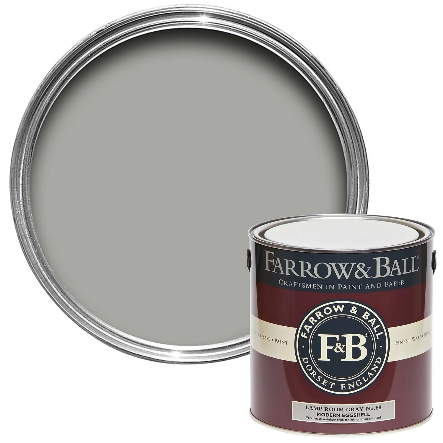 Farrow & Ball Modern Eggshell Paint Lamp Room Gray - 2.5L 1 Farrow & Ball Modern Eggshell Paint Lamp Room Gray - 2.5L