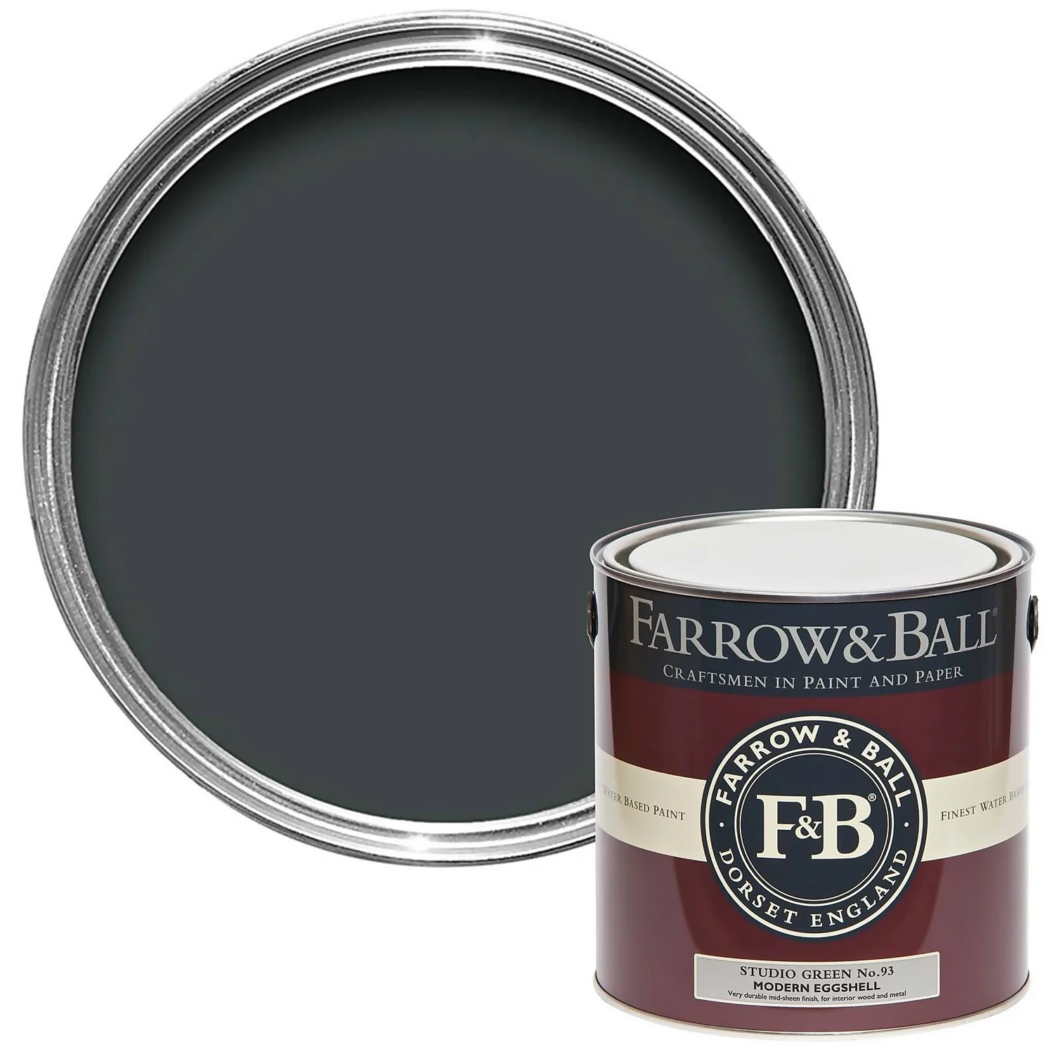 Farrow & Ball Modern Eggshell Paint Studio Green - 2.5L 1 Farrow & Ball Modern Eggshell Paint Studio Green - 2.5L