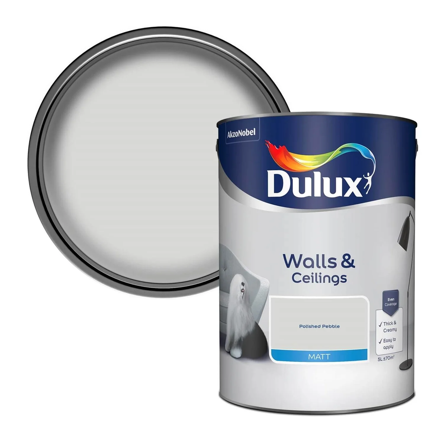 Dulux Matt Emulsion Paint Polished Pebble - 5L 1 Dulux Matt Emulsion Paint Polished Pebble - 5L