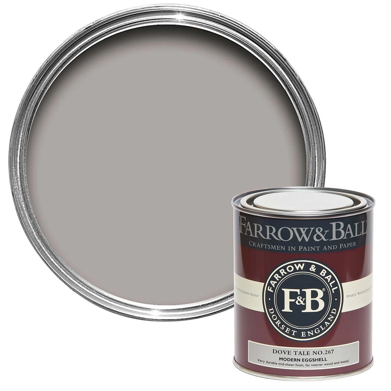 Farrow & Ball Modern Eggshell Paint Dove Tale - 750ml 1 Farrow & Ball Modern Eggshell Paint Dove Tale - 750ml