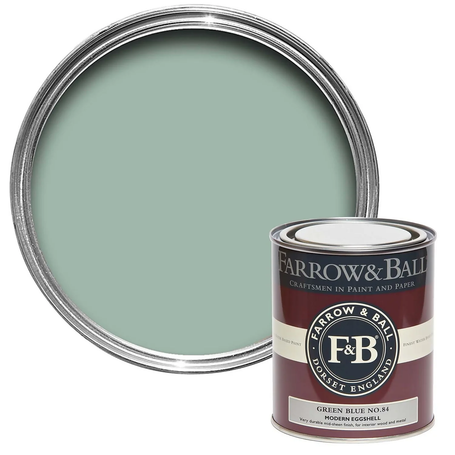 Farrow & Ball Modern Eggshell Paint Green Blue - 750ml 1 Farrow & Ball Modern Eggshell Paint Green Blue - 750ml