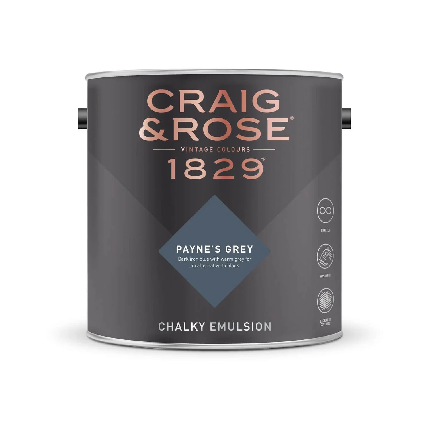 Craig & Rose 1829 Chalky Emulsion Paint Paynes Grey - Tester 50ml 2 Craig & Rose 1829 Chalky Emulsion Paint Paynes Grey - Tester 50ml - Image 2