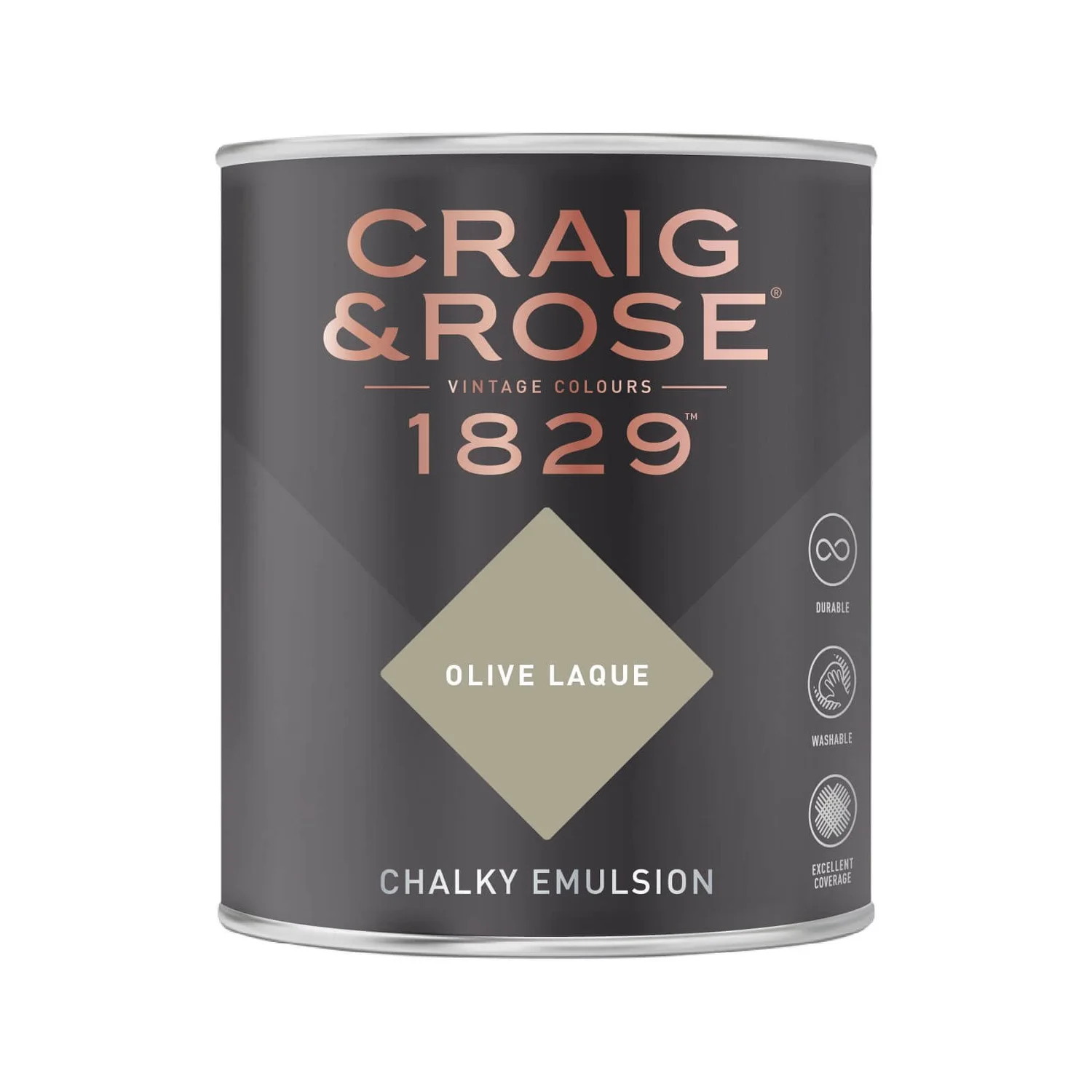 Craig & Rose 1829 Chalky Emulsion Paint Olive Laque - 750ml 2 Craig & Rose 1829 Chalky Emulsion Paint Olive Laque - 750ml - Image 2