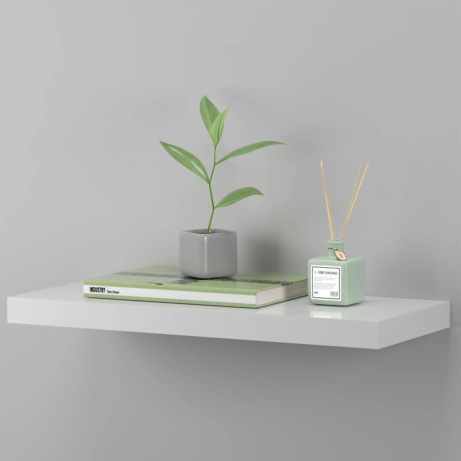 Floating Shelf - White Gloss - 600 X 240 X 38mm 4 Floating Shelf - White Gloss - 600 X 240 X 38mm - Image 4