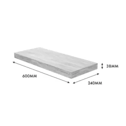Floating Shelf - Grey Oak - 600 X 240 X 38mm -Cheap Deco Casa Store 12822025 1544976219240217