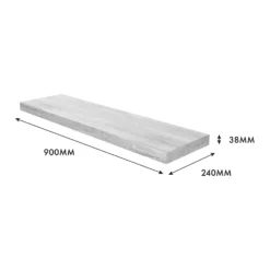 Floating Shelf - Grey Oak - 900 X 235 X 38mm -Cheap Deco Casa Store 12822048 5934976219240499