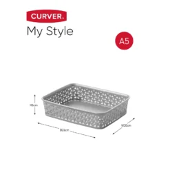 Curver My Style A5 Rectangular Plastic Storage Organiser - Grey -Cheap Deco Casa Store 12823029 1054833226973628