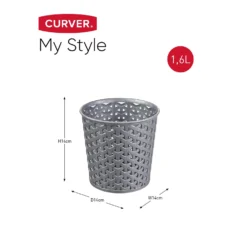 Curver My Style Large 1.6L Round Plastic Storage Organiser - Grey -Cheap Deco Casa Store 12823035 1924833228242013