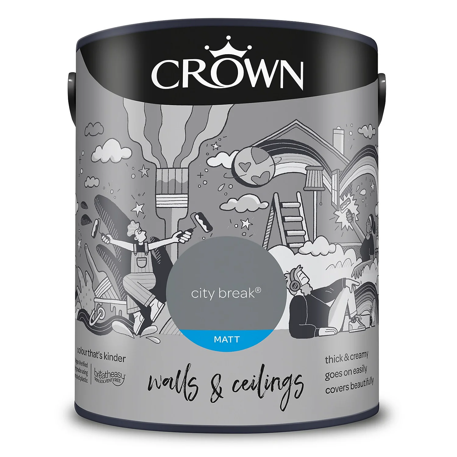 Crown Walls & Ceilings Matt Emulsion Paint City Break - 5L 9 Crown Walls & Ceilings Matt Emulsion Paint City Break - 5L - Image 9
