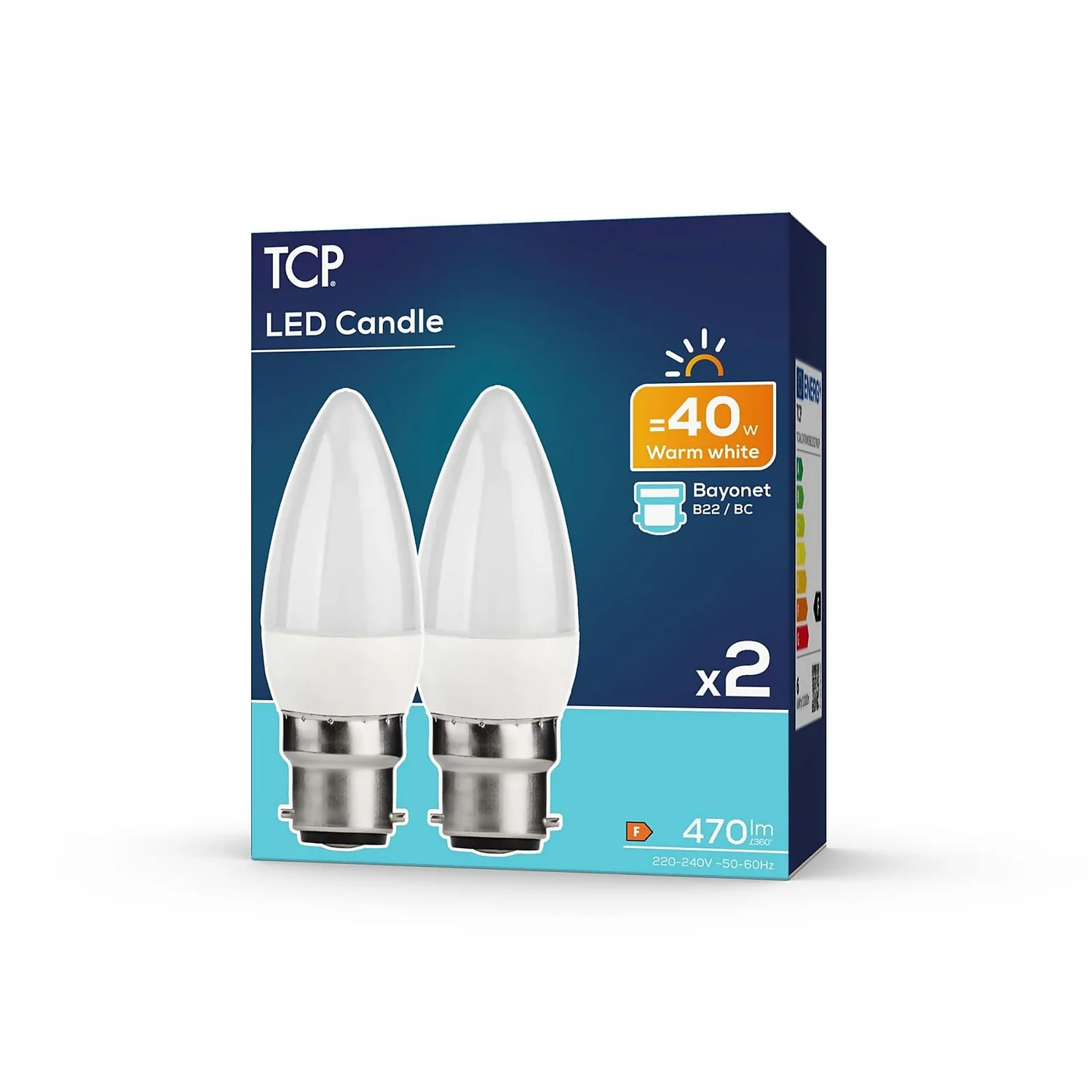TCP LED Candle 40W BC Warm Light Bulb - 2 Pack 2 TCP LED Candle 40W BC Warm Light Bulb - 2 Pack - Image 2