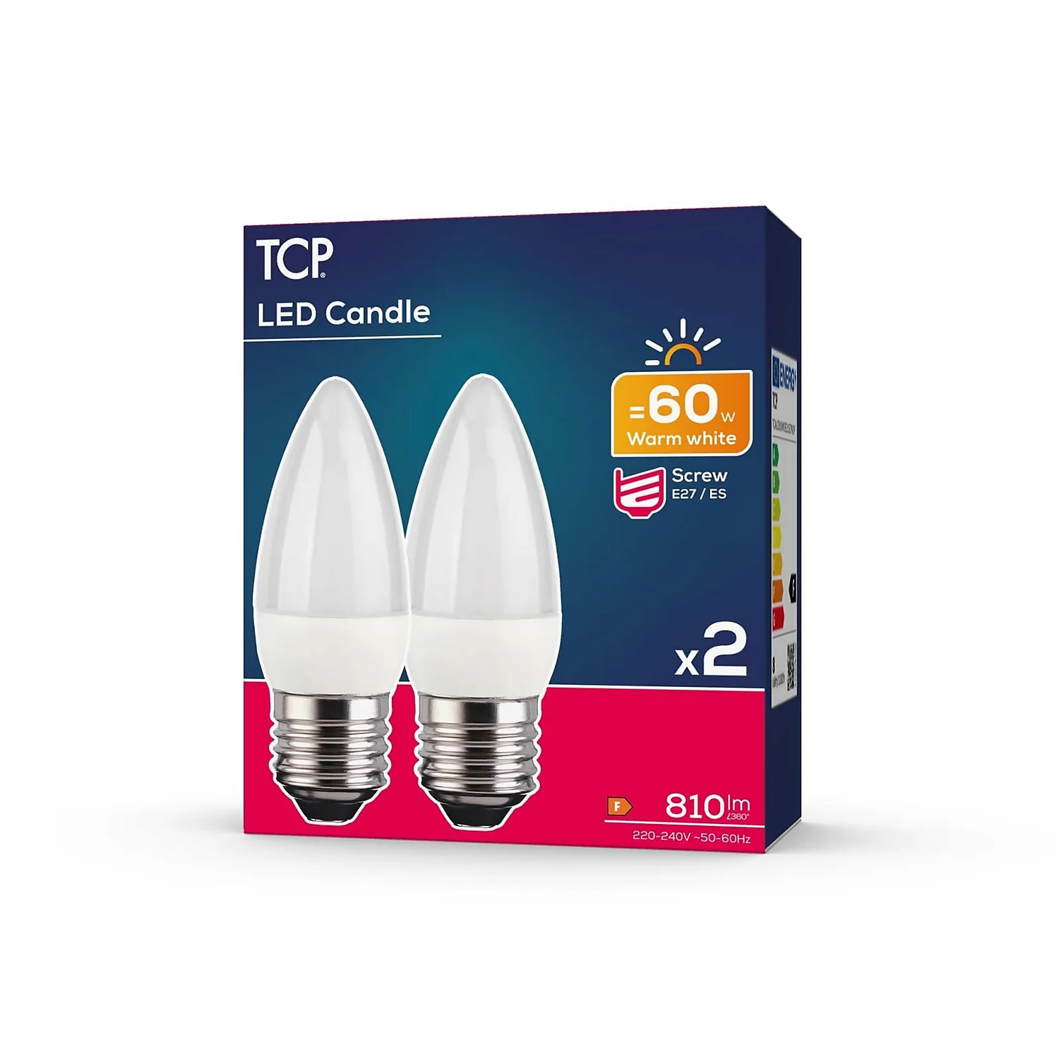TCP LED Candle 60W E27 Coat Warm Light Bulb - 2 Pack 2 TCP LED Candle 60W E27 Coat Warm Light Bulb - 2 Pack - Image 2