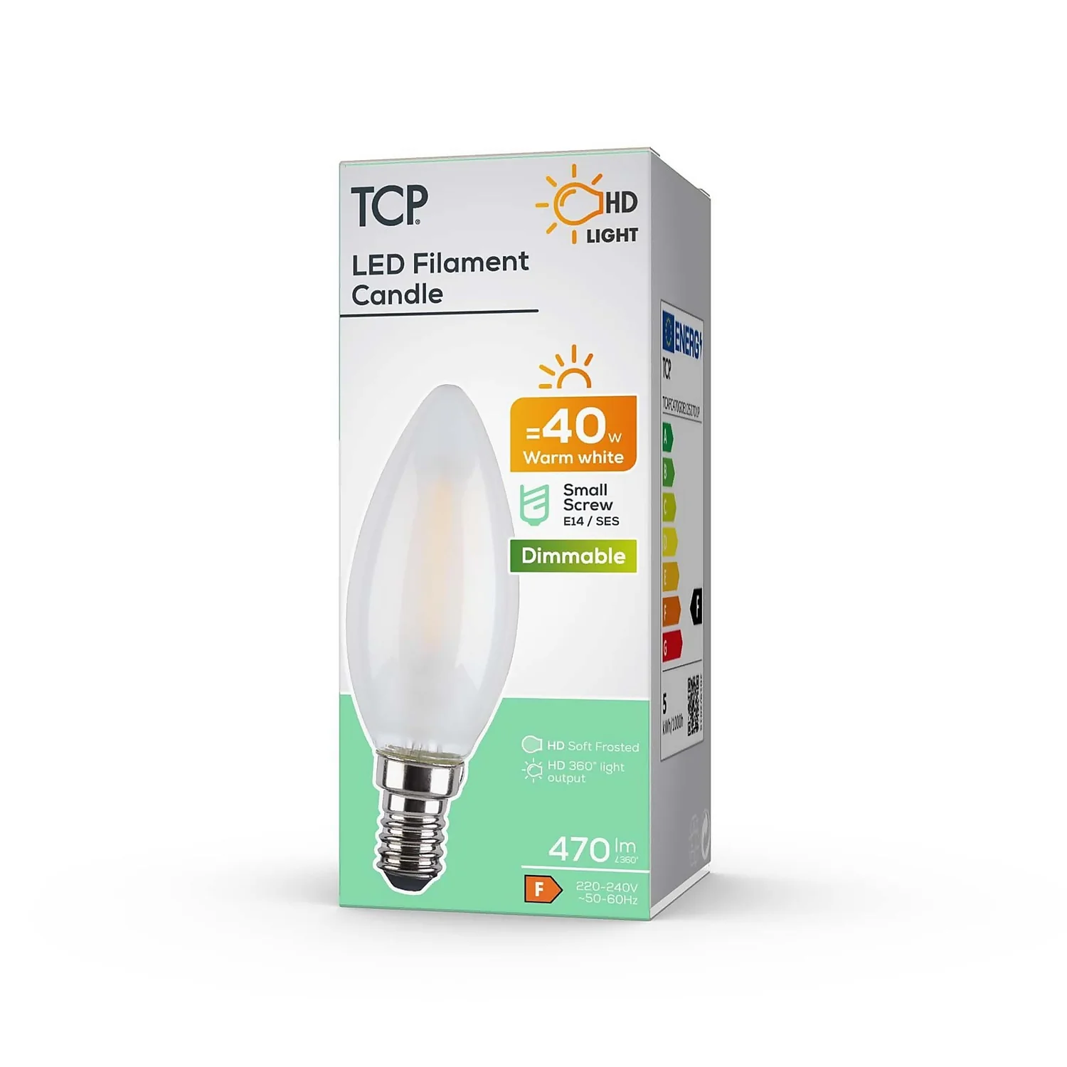 TCP Filament Candle Coat 40W SES Warm Dimmable Light Bulb 2 TCP Filament Candle Coat 40W SES Warm Dimmable Light Bulb - Image 2