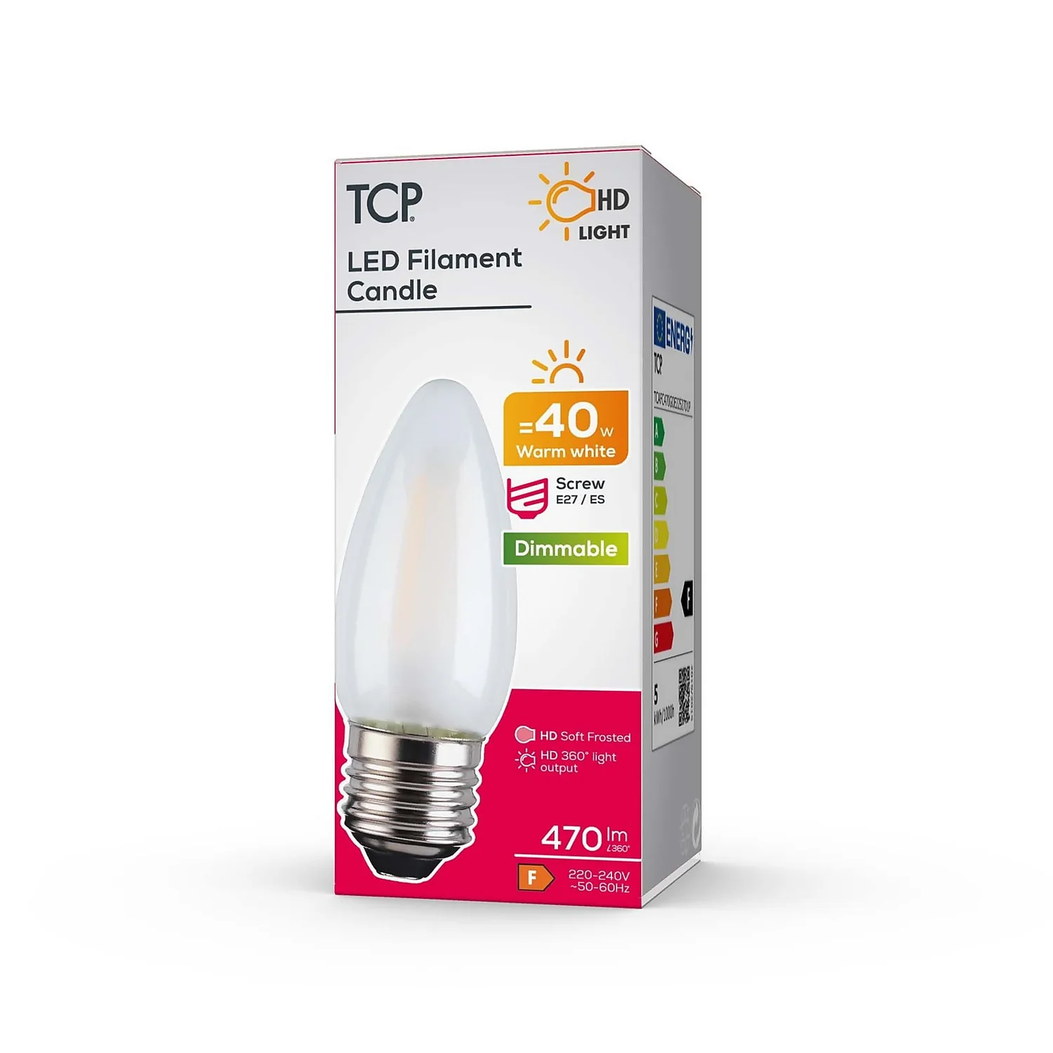 TCP Filament Candle Coat 40W ES Warm Dimmable Light Bulb 2 TCP Filament Candle Coat 40W ES Warm Dimmable Light Bulb - Image 2