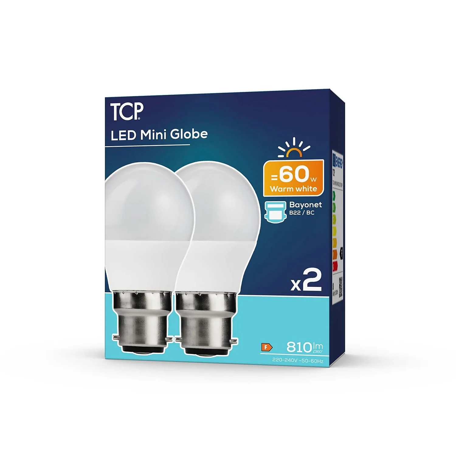 TCP LED Globe 60W B22 Coat Warm Light Bulb - 2 Pack 2 TCP LED Globe 60W B22 Coat Warm Light Bulb - 2 Pack - Image 2