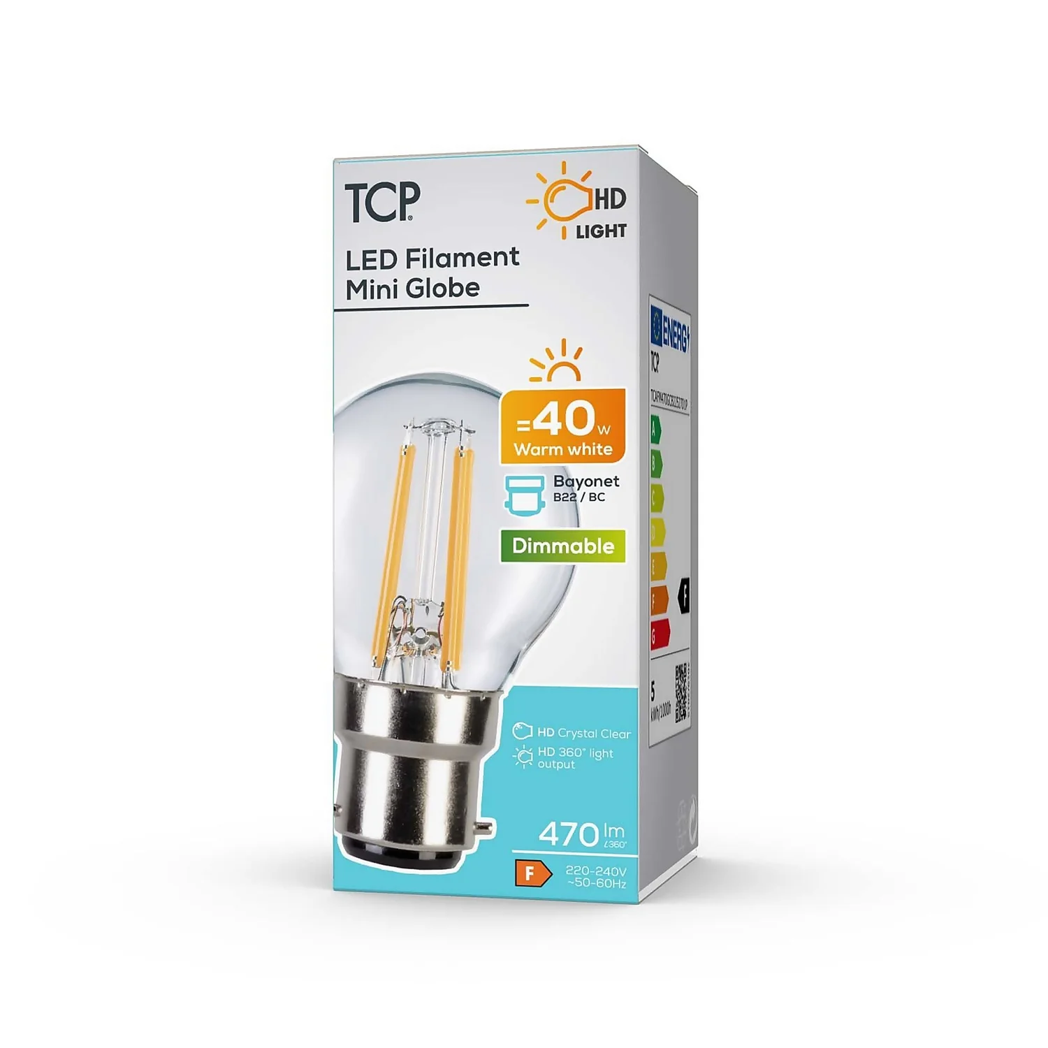 TCP Filament Globe Clear 40W BC Warm Dimmable Light Bulb 2 TCP Filament Globe Clear 40W BC Warm Dimmable Light Bulb - Image 2