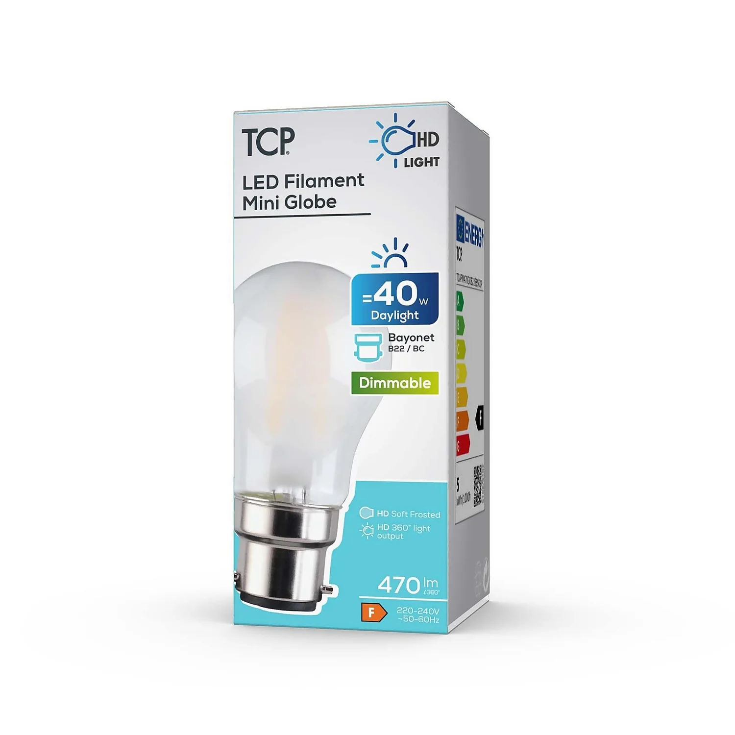 TCP Filament Globe Coat 40W BC Cool Dimmable Light Bulb 2 TCP Filament Globe Coat 40W BC Cool Dimmable Light Bulb - Image 2