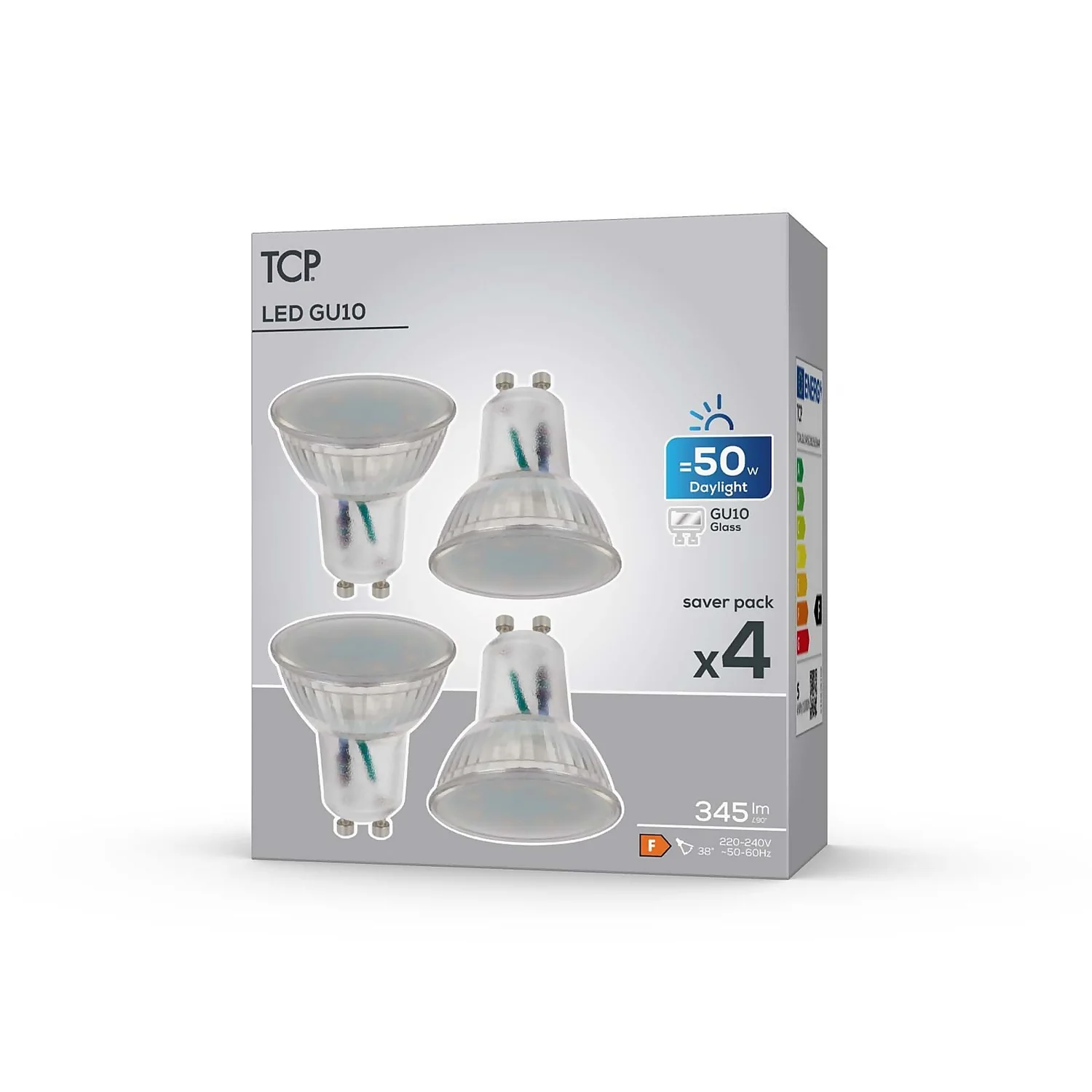 TCP LED Glass GU10 50W Cool Light Bulb - 4 Pack 2 TCP LED Glass GU10 50W Cool Light Bulb - 4 Pack - Image 2