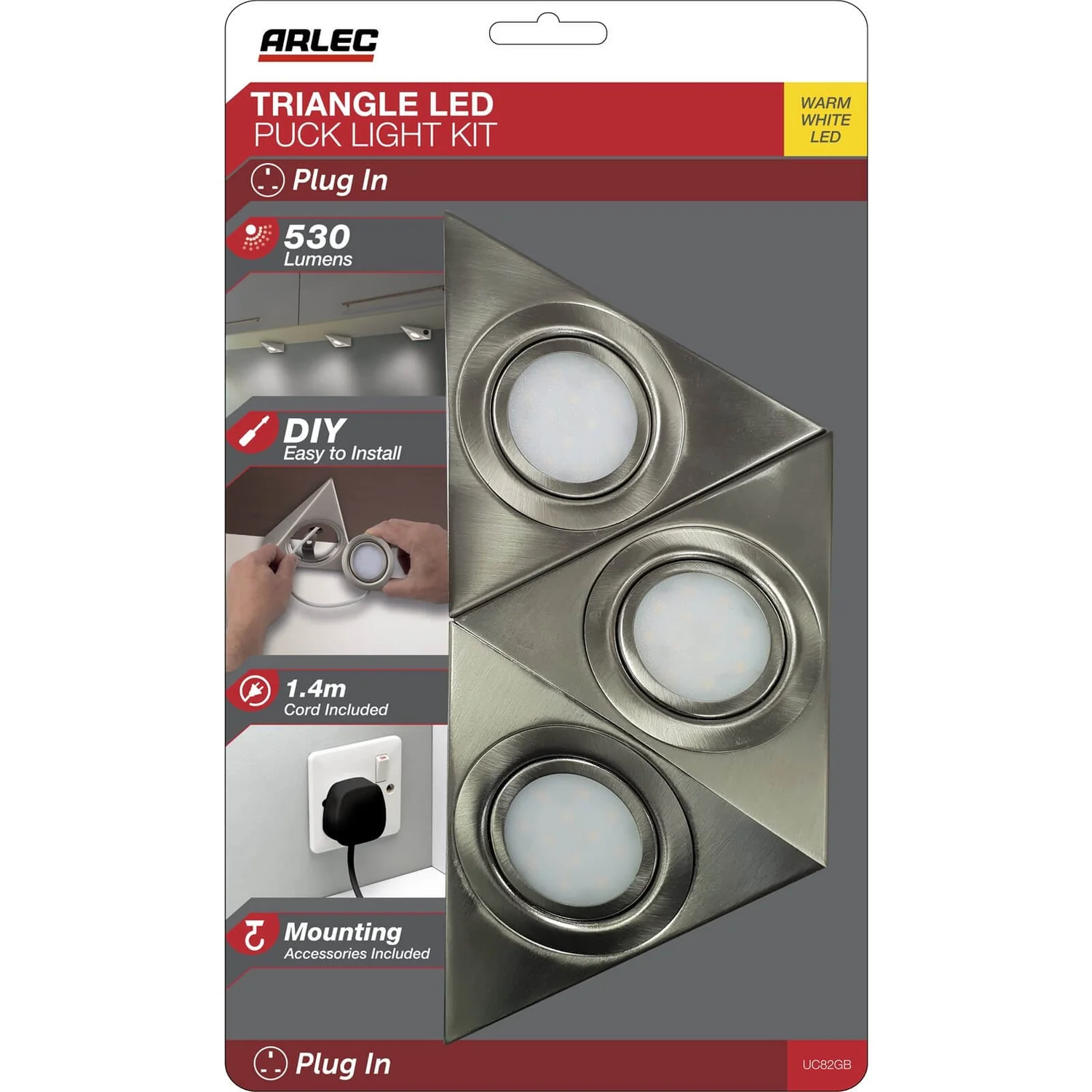 Arlec 3 Pack LED Triangle Cabinet Lights 2 Arlec 3 Pack LED Triangle Cabinet Lights - Image 2