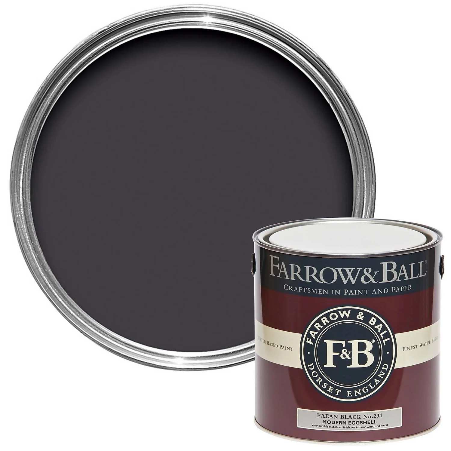 Farrow & Ball Modern Eggshell Paint Paean Black - 2.5L 1 Farrow & Ball Modern Eggshell Paint Paean Black - 2.5L
