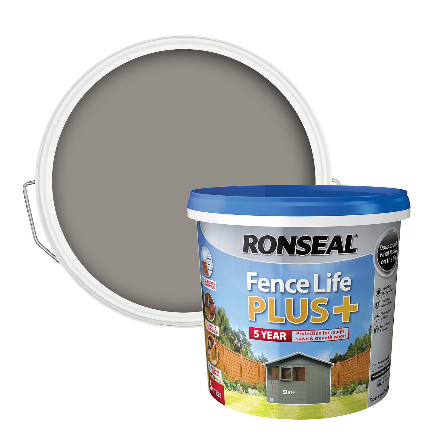 Ronseal Fence Life Plus Paint Slate - 5L 1 Ronseal Fence Life Plus Paint Slate - 5L