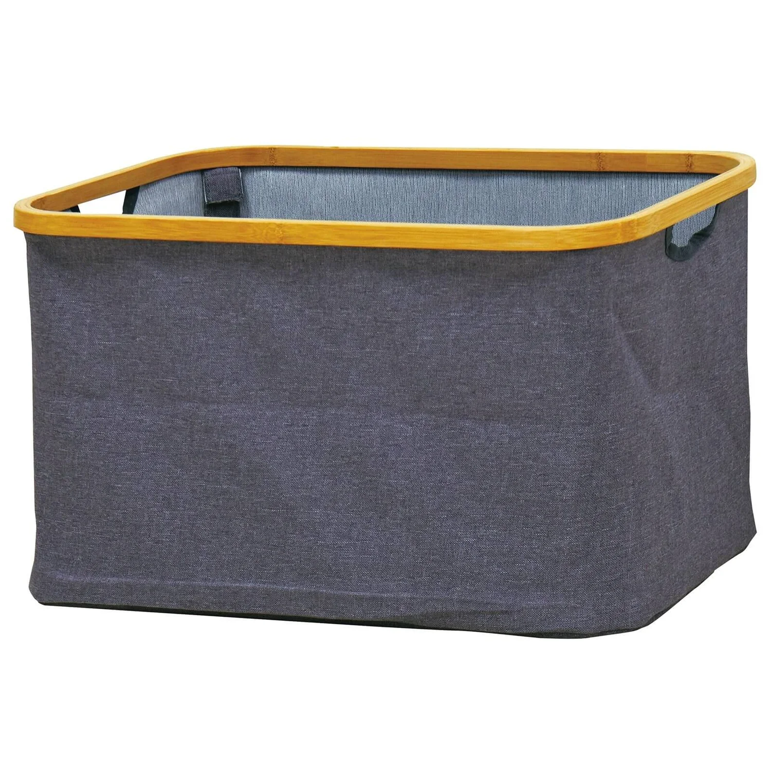 Fabric Storage With Bamboo Edge - Grey 1 Fabric Storage With Bamboo Edge - Grey