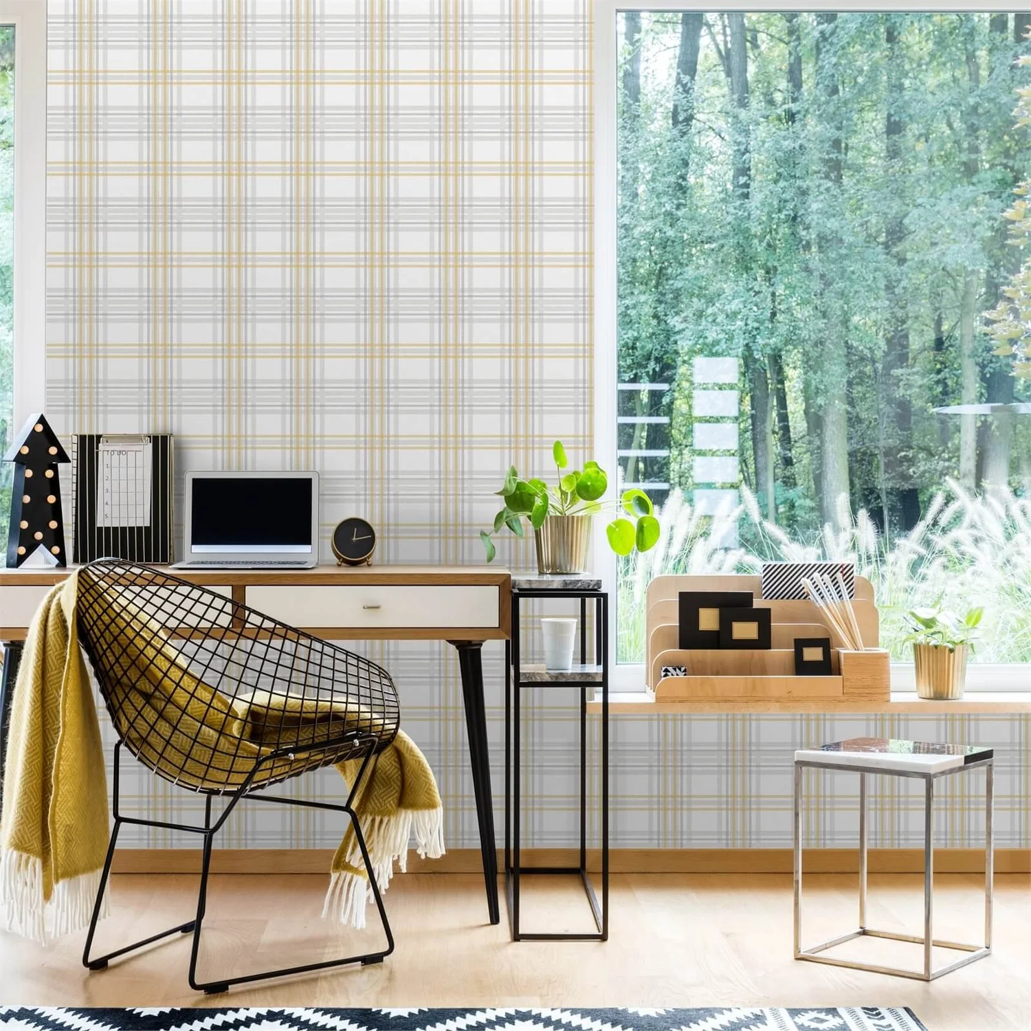 Superfresco Easy Country Tartan Grey & Yellow Wallpaper 2 Superfresco Easy Country Tartan Grey & Yellow Wallpaper - Image 2